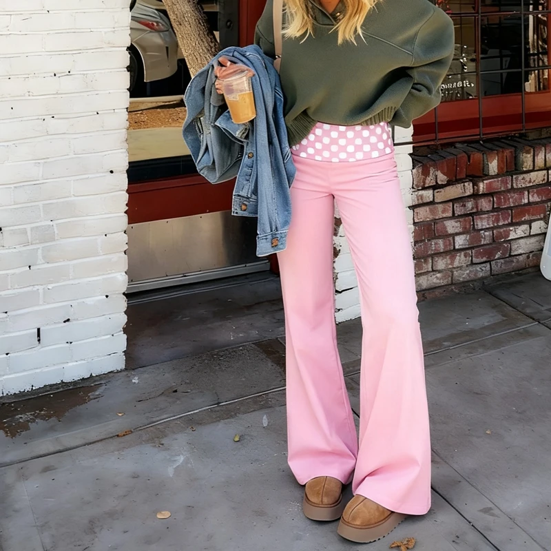 

Maemukilabe женские брюки для отдыха с принтом в горошек, широкие брюки с эластичной резинкой на талии, удобные повседневные брюки свободного покроя, низ