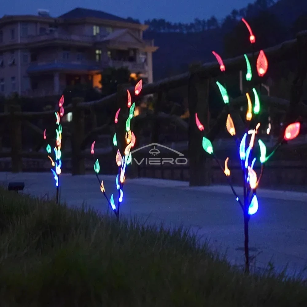 One Drag Three Tree Branch Solar Lamp Leaf Lawn Light Waterproof Garden String LED Decoration Illuminated Grass Outdoor Lighting