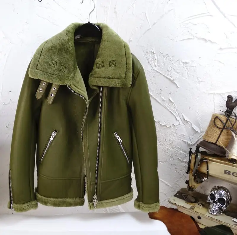 

Экологичная женская верхняя одежда из кожи и меха с интегрированными элементами, теплая, класса люкс, на молнии, в уличном стиле, с длинными рукавами