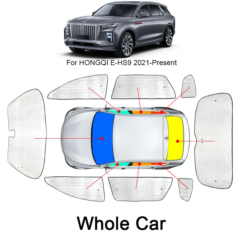 

Car Sunshades UV Protection Cover Side Window Curtain Sun Shade Visor Mat Windshield Accessory For HONGQI E-HS9 E-QM5 2021-2025
