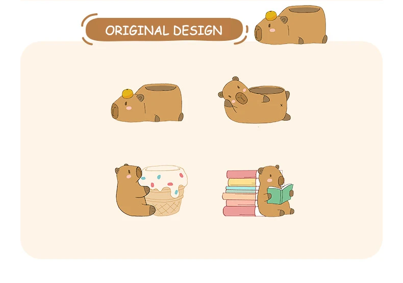 Cute Capybara Small Plant Pot Resin Succulent Planter for Home Office Desk Mini Ornament Fairy Garden Flowerpot Decoration
