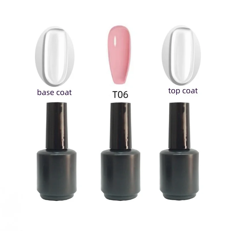 Nude color T06 Gel+Base coat+Top coat 8 ml 3 pieces per set UV nail gel polish