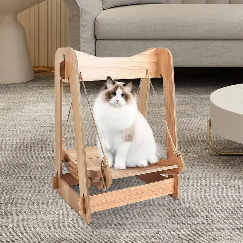 Cat Swing Hammock Wooden Summer Hanging Cat Bed Four Seasons General Pet Bed Pet Cat Accessories Easy To Assemble And Detach