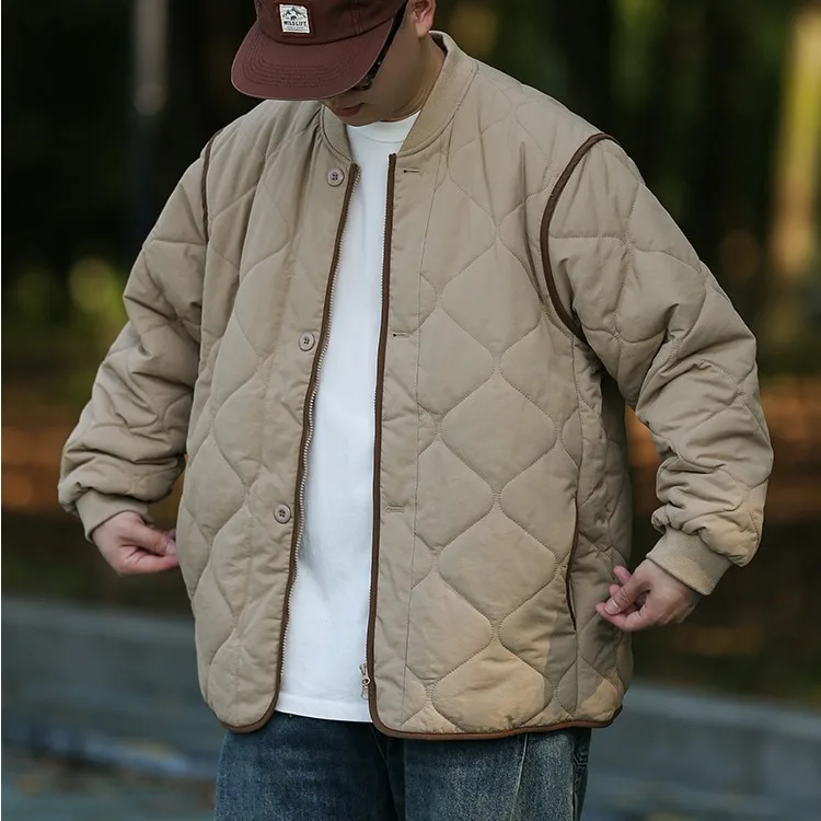 

Зимняя стеганая хлопковая куртка большого размера Thiened, мужская свободная теплая верхняя одежда в стиле ретро, молодежная шапка с воротником