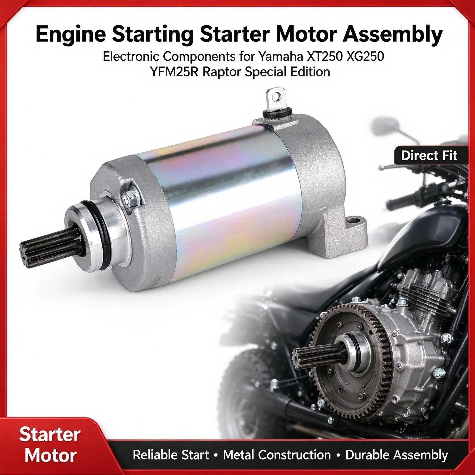 Engine Starting Starter Motor Assembly Electronic Components for Yamaha XT250 XG250 YFM25R Raptor Special Edition