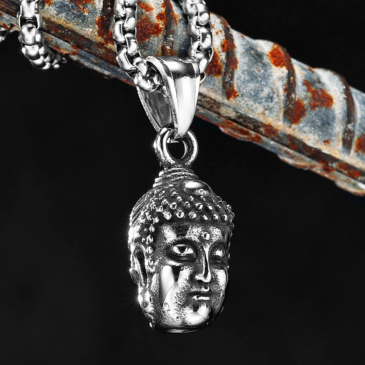 Good and Evil Buddha Demon Stainless Steel Men Women Necklaces Pendants Chain Punk Trendy Jewelry Creativity Gift Wholesale