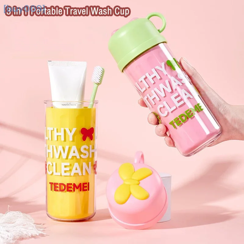 

Travel Double Layer Mouthwash Cup Portable Cute Essential For Business Trips Toothbrush Case With Lid Multifunctional Storage