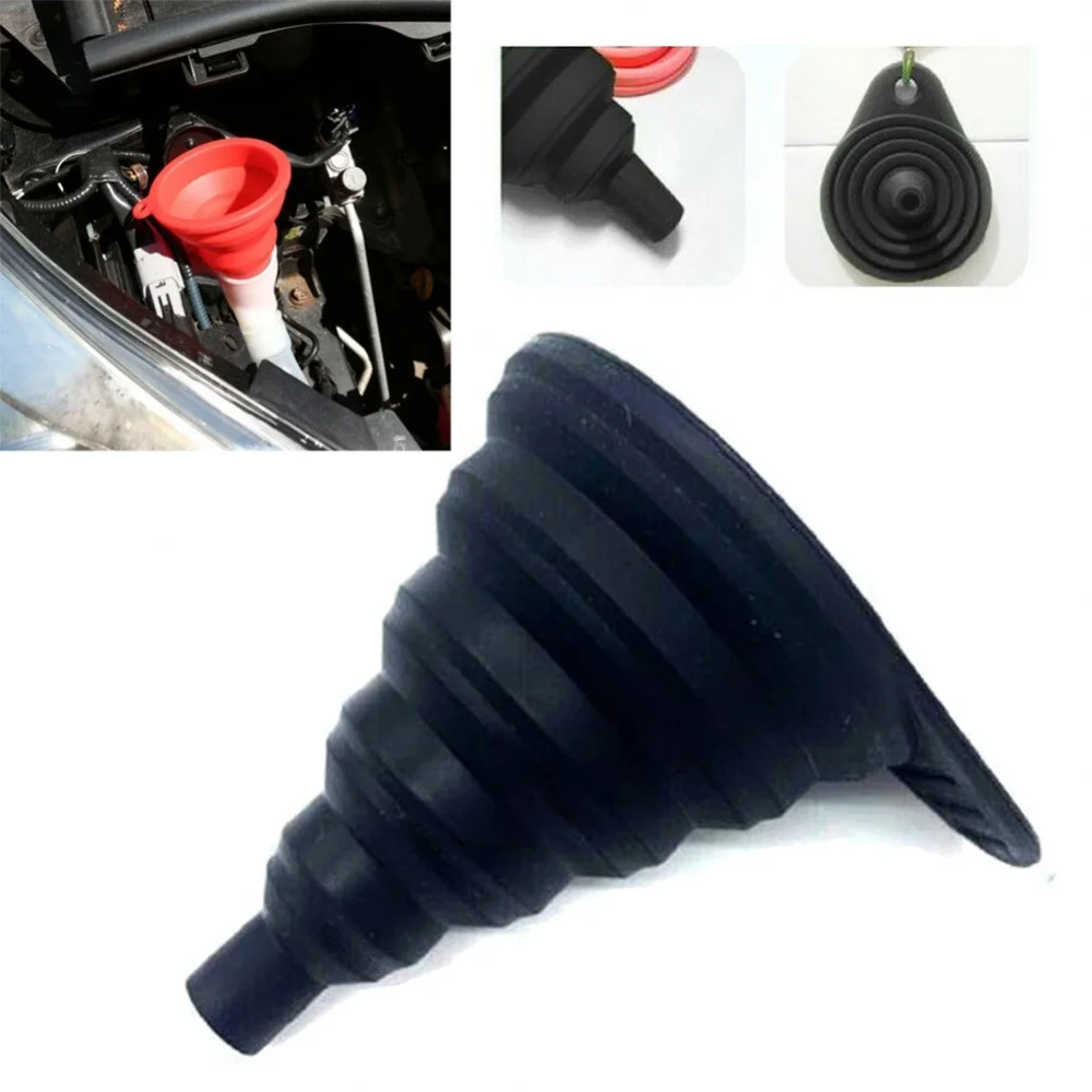 Funil líquido de silicone universal para óleo do motor e gasolina, Fluido da arruela do carro, portátil, dobrável, automático