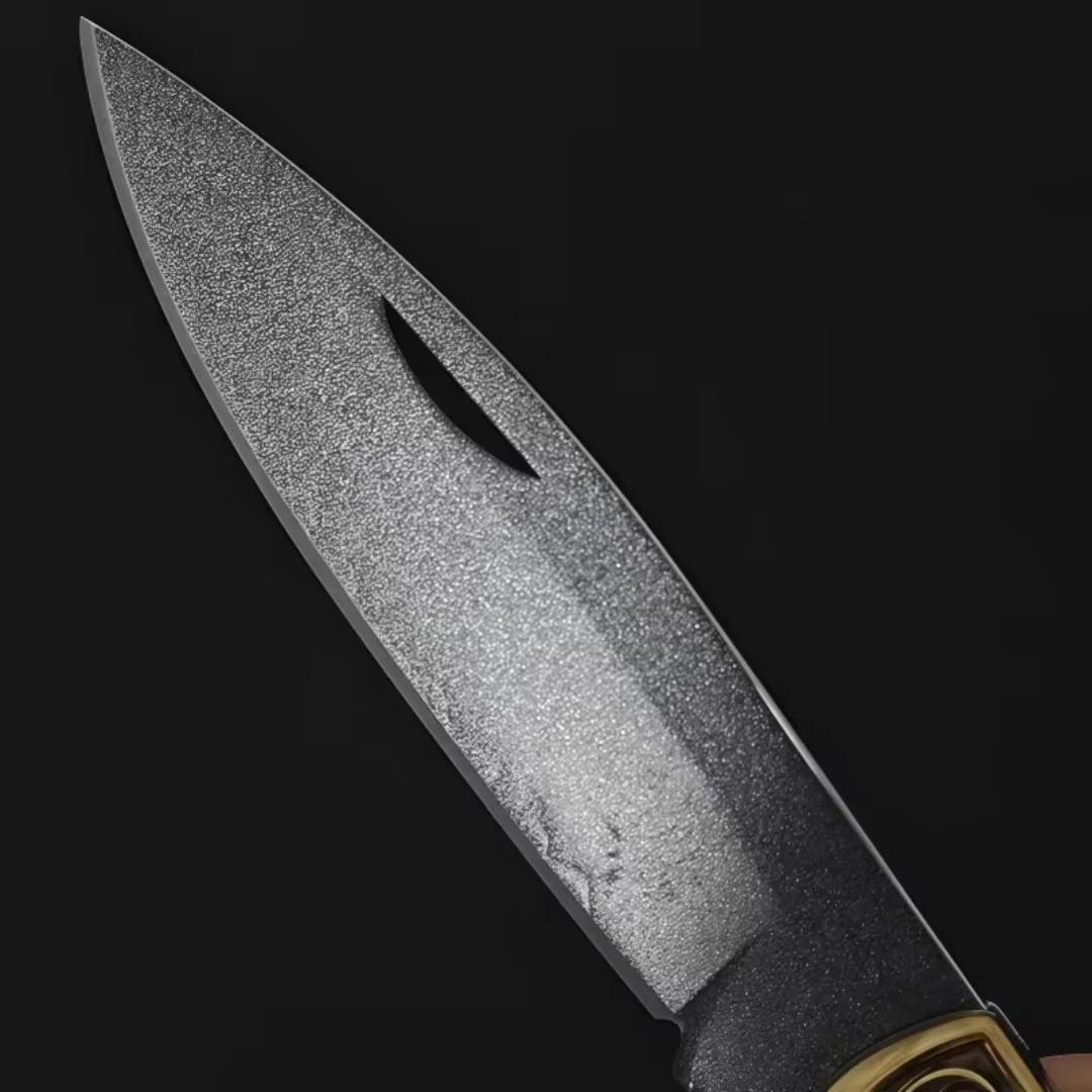 Cross Pattern Folding Pocket Knife High Quality Forging Steel Blade, Ebony Handle, Outdoor EDC Camping Knife Hiking Knife
