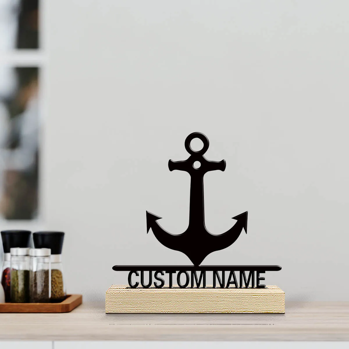 1pc Personalized Metal Artwork Customizable Name Equipped with A Wooden Base Desktop Decorations,Office Decorations