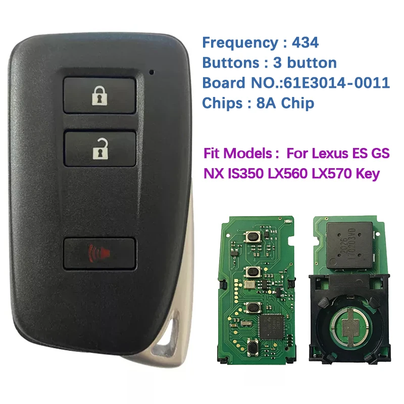 

CN052053 Replacement Smart Car Key For Lexus ES GS NX IS350 LX560 LX570 Keyless Remote F43 61E304-0011 Board FCC ID BG1EK