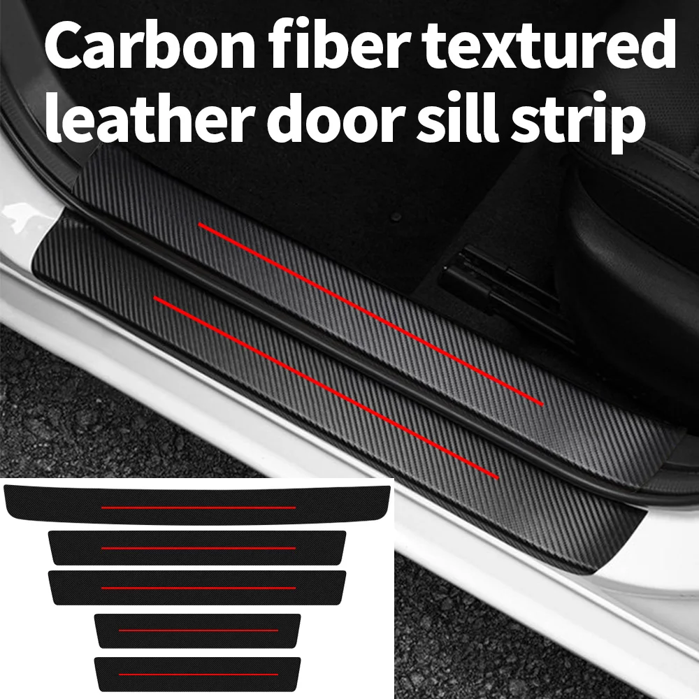 Car Threshold Strip Single Red Line Personalized Creative Car Door Pedal Anti-Scratch Protective Sticker Decoration
