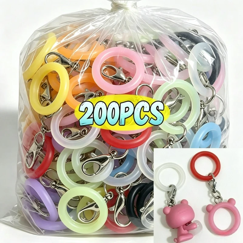 O-Shaped Silicone Keyring Flexible Rubber O Rings Keychain Connectors Bag Charm Making Small DIY Jewelry Accessories
