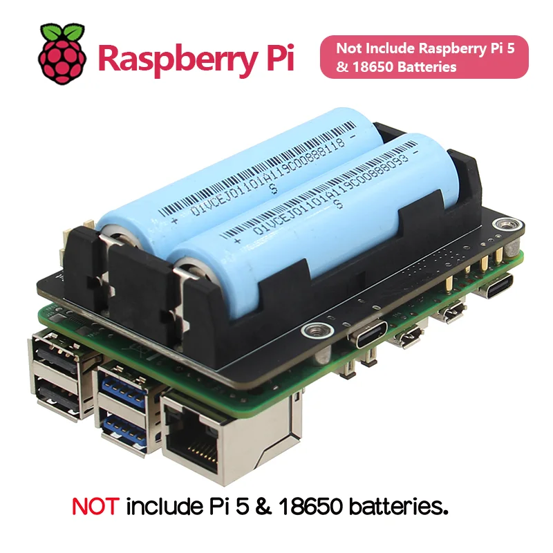 Geekworm Raspberry Pi 5 18650 UPS, X1200 V1.2 Power Management Board with Auto Power On for Pi 5