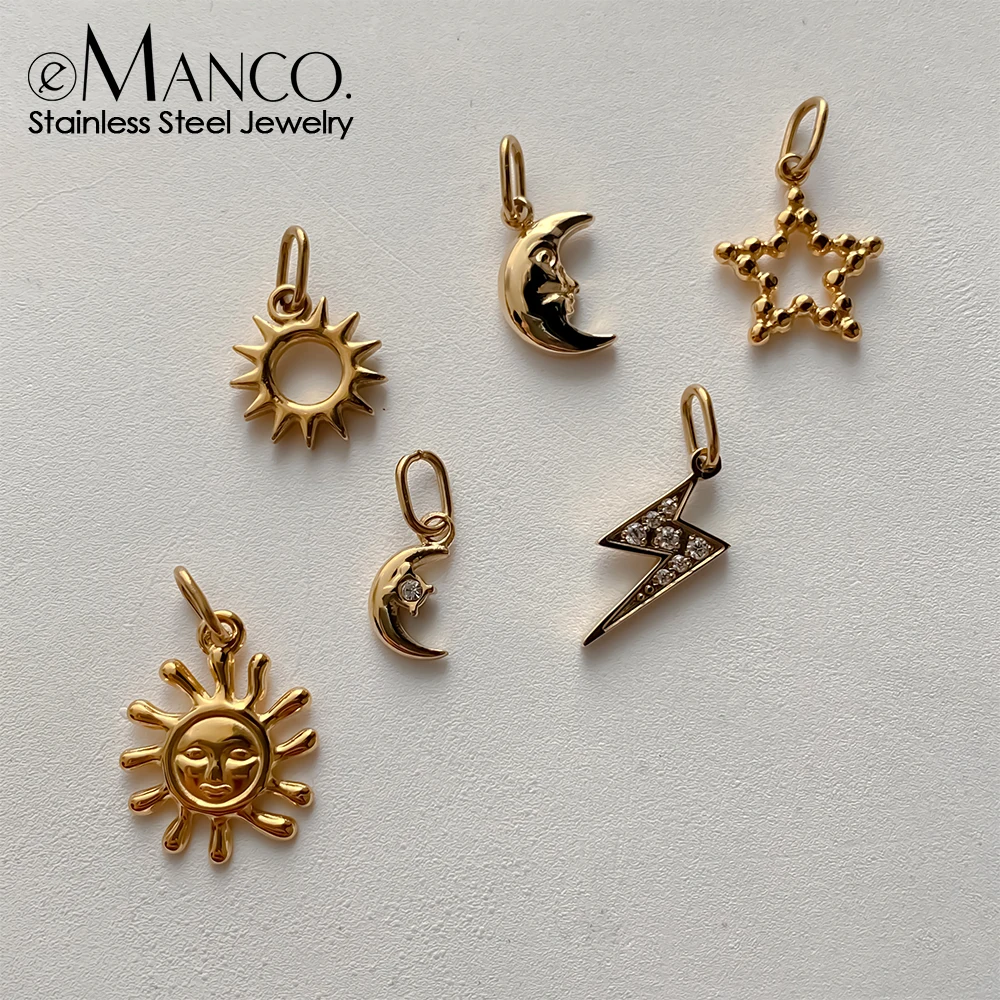 Image of EMANCO Stern-Sonnen-Anhänger für Ohrringe und Halsketten, Zubehör für die Schmuckherstellung, Edelstahl, vergoldet, DIY-Schmuck, 48-Stunden-Versand