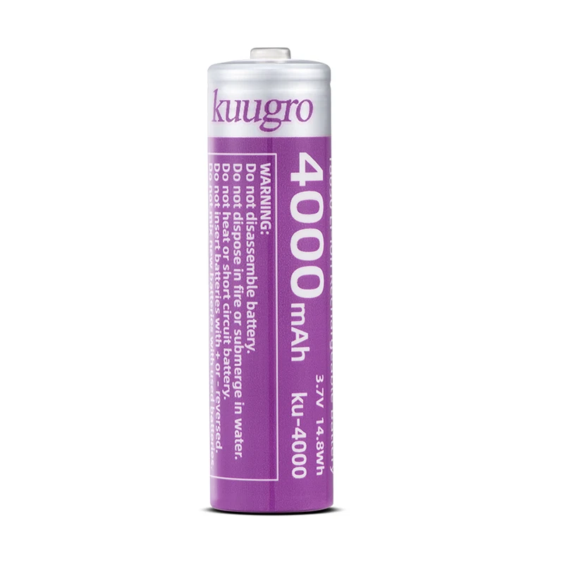 Kuugro ku-4000 puntige batterij 18650 4000 mAh 3,7 V oplaadbare lithiumbatterijen met de hoogste capaciteit 12A ontlading voor zaklamp