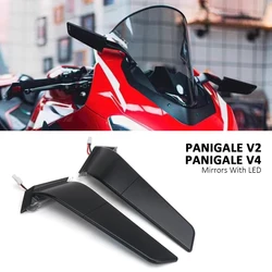 For Ducati Panigale V2 2020-2023 PANIGALE V4 2019-2022 Motorcycle Rearview Mirrors with LED Rotating Adjustable Wing Mirrors