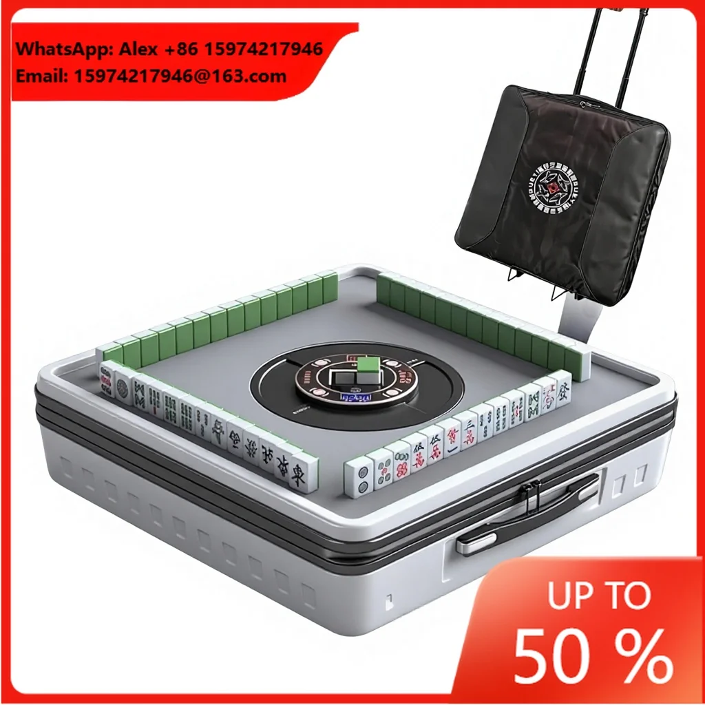 KIPPDURO Automatic Portable Electric Mahjong Table With 152 Magnetic Tiles (incl. Joker Tiles) For Outdoor & Home Use Made China
