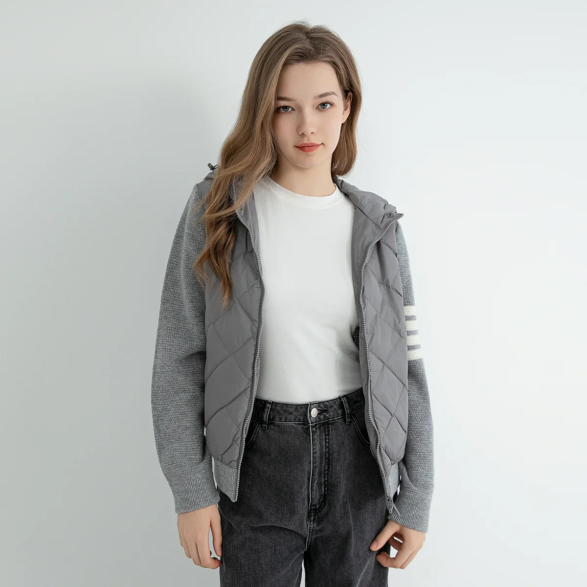 Doudoune à Capuche en Laine pour Femme, Manteau de Luxe, Marque Tendance, Haute Qualité, TC623