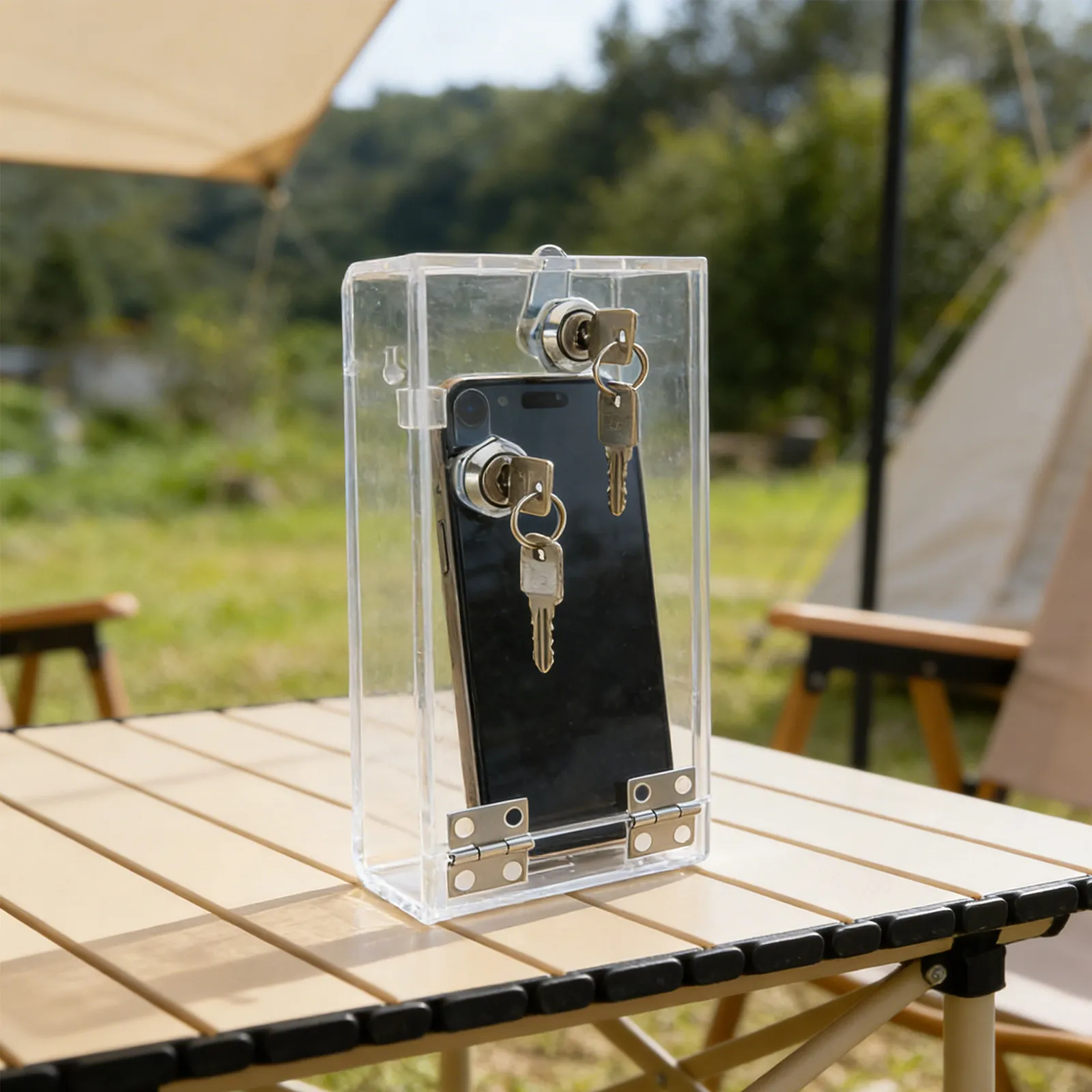 Cell Phone Lock Box Transparent Acrylic Phone Locker Lock Smartphone Holder Classroom Office Mobile Device Storage