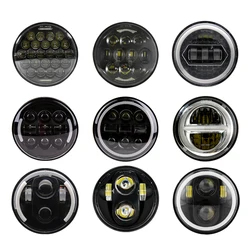 Faro delantero LED para motocicleta, luz de 3/4 pulgadas, Halo blanco, Ojos de Ángel DRL, para Dyna Sportster Softail, 5, 5,75