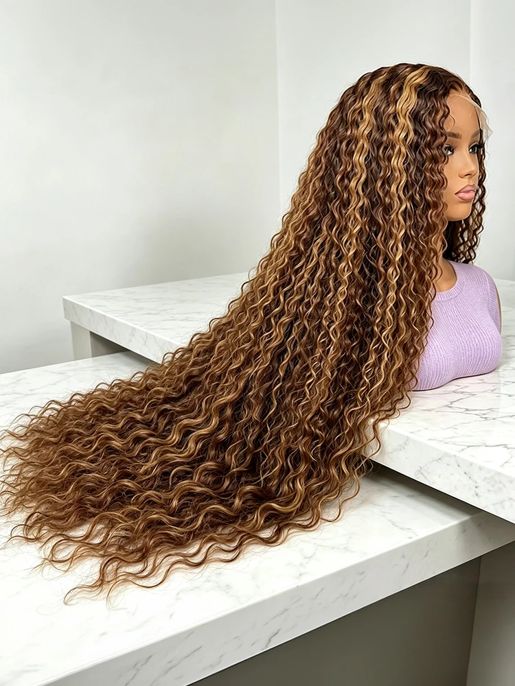 40-44 Zoll Highlight Honigblonde Deep Wave Lace Front Echthaarperücken P4/27 Ombre gefärbte Echthaarperücken 13x4 13x6 HD Transparente Lace Front Perücken mit vorgezupftem Babyhaar Brasilianische