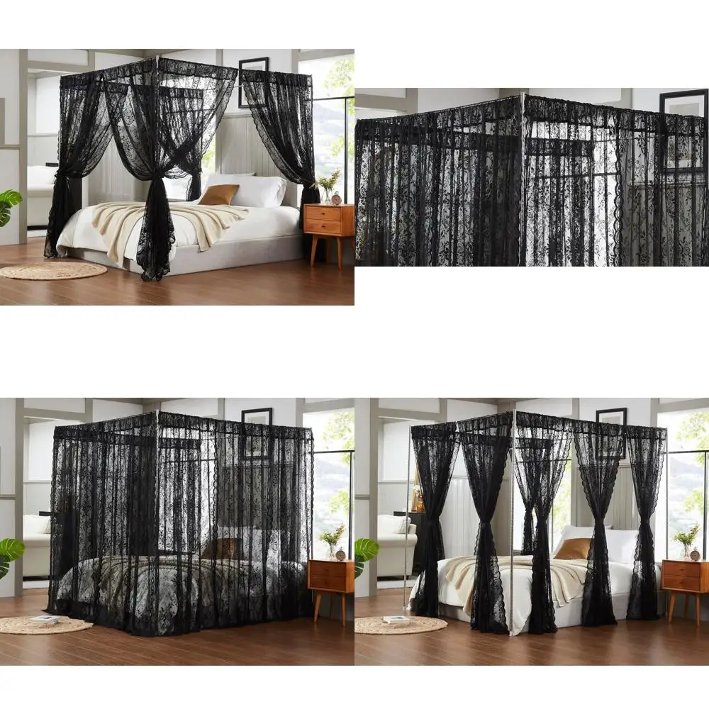 

Набор из 8 предметов: черные шторы для кровати 48x78 дюймов с подхватами для кроватей размера Queen, King и для готического декора.