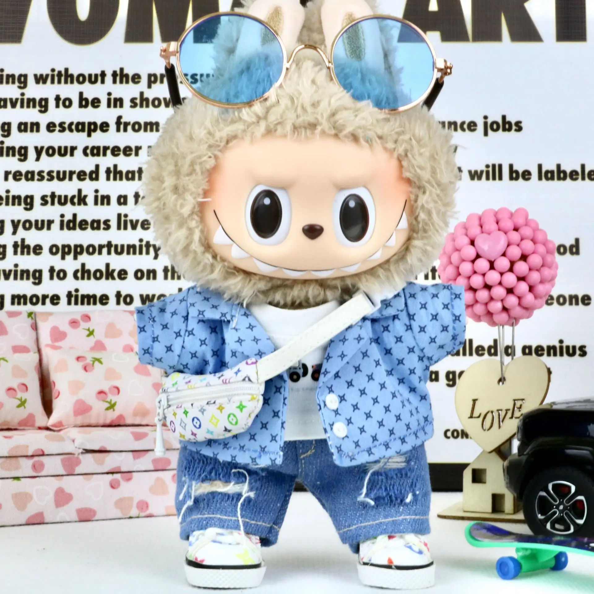 [Apenas roupas] Labubu roupas de 1a / 3a geração 17 cm Conjunto de boneca Labubu Star Cowboy