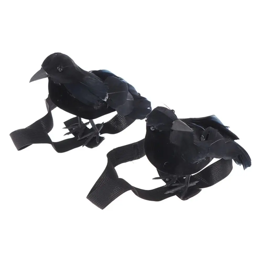 

With Shoulder Strap Halloween Simulation Crow Cosplay Costume Props Flocking Fake Crow Ornaments High Quality Handicrafts