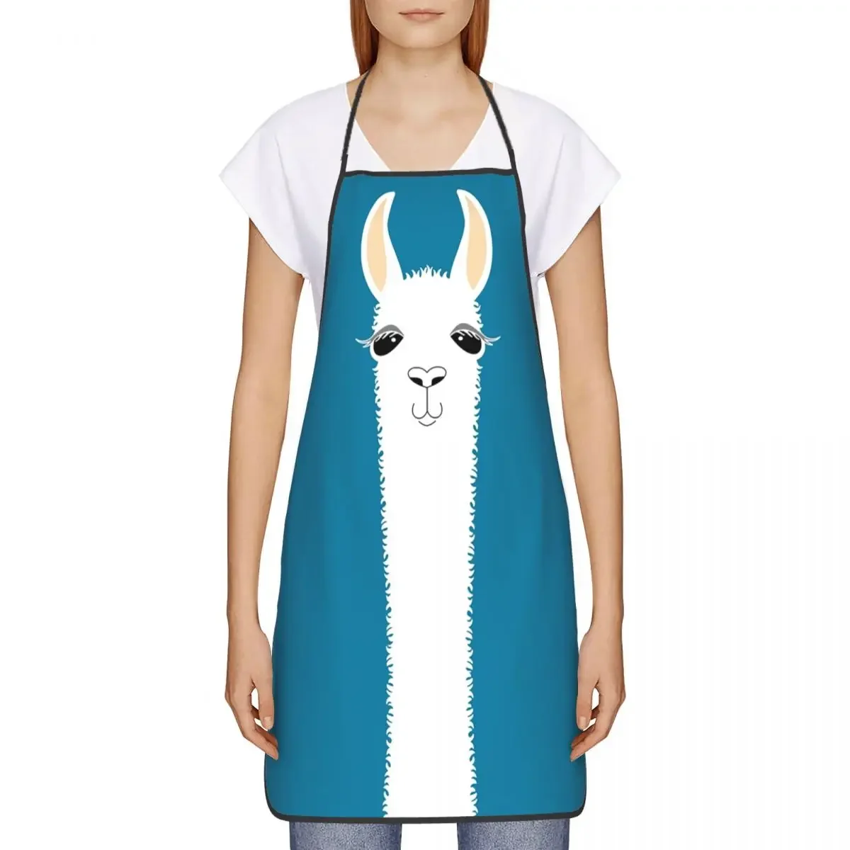 Cute Llama Portrait Apron Women Men Unisex Bib Animal Alpaca Kitchen Cooking Tablier Cuisine Chef Gardening