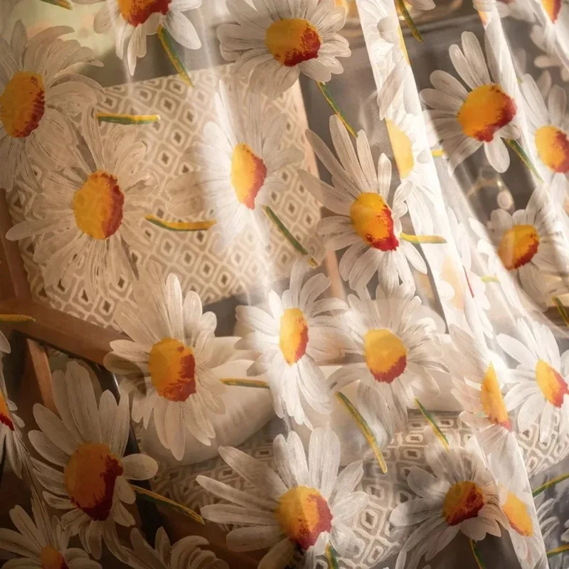 Print Curtains for Living Room Window Screening Balcony Burnout Design Tulle Kitchen Finished Product Light Filtering Drapes