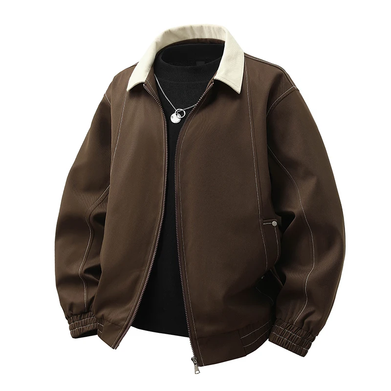 

New Men's Fashion Casual High Quality Jacket Men Loose Zipper Lapel Windproof Overcoat Korean Style Men's Uniform Coats M-8XL