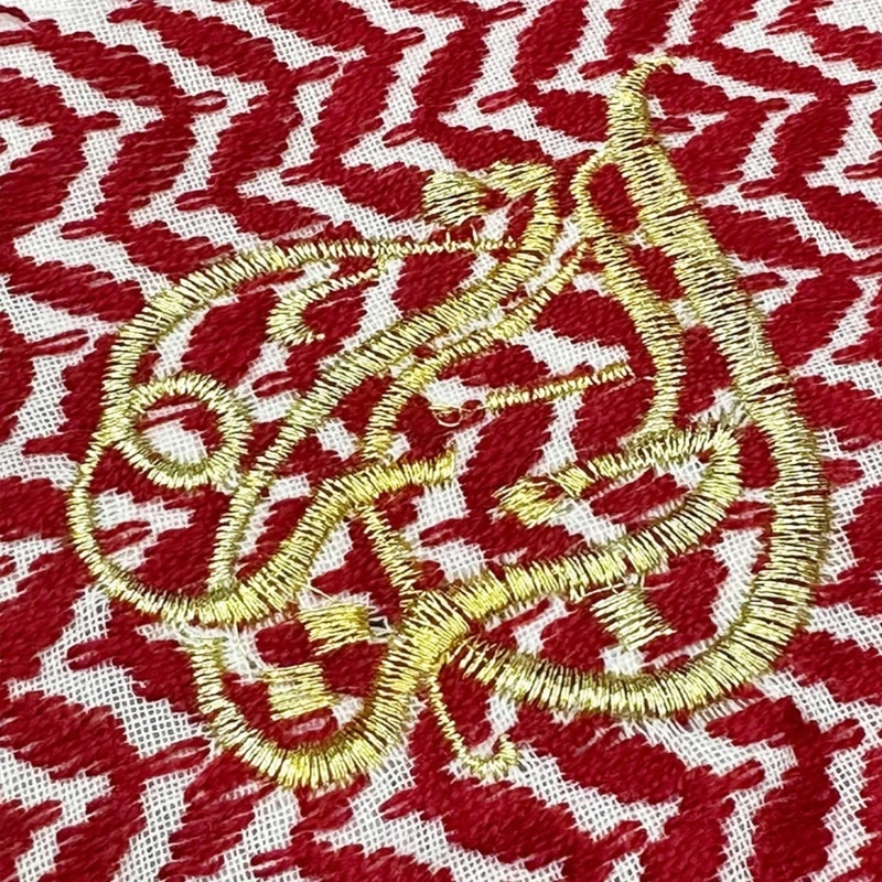 

Культурная жаккардовая тканая хлопковая головная одежда Красный квадратный шарф регулируемый стиль для фестивалей свадьбы и