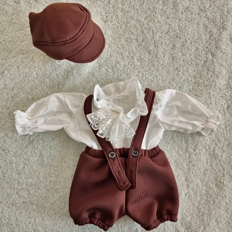 2024 Photography New Package Newborn Photography Clothing Props Hat Shirt Shorts Set Gentleman Newborn Photography Clothing