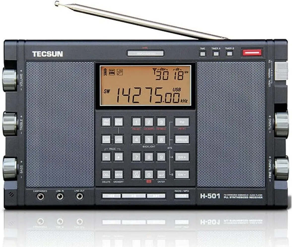 راديو H501 Digital Worldband AM/FM على الموجات القصيرة على الموجات الطويلة مع استقبال SSB ومكبرات صوت مزدوجة ومشغل MP3، أسود غير لامع #1