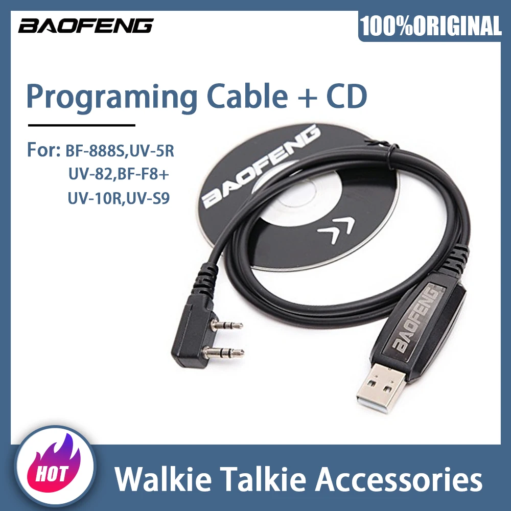 

BAOFENG K-Type Programing Cable With CD For wireless Walkie Talkie BF-888S UV-82 UV-5R BF-F8HP BF-F8+ Two Way Radio Accessories