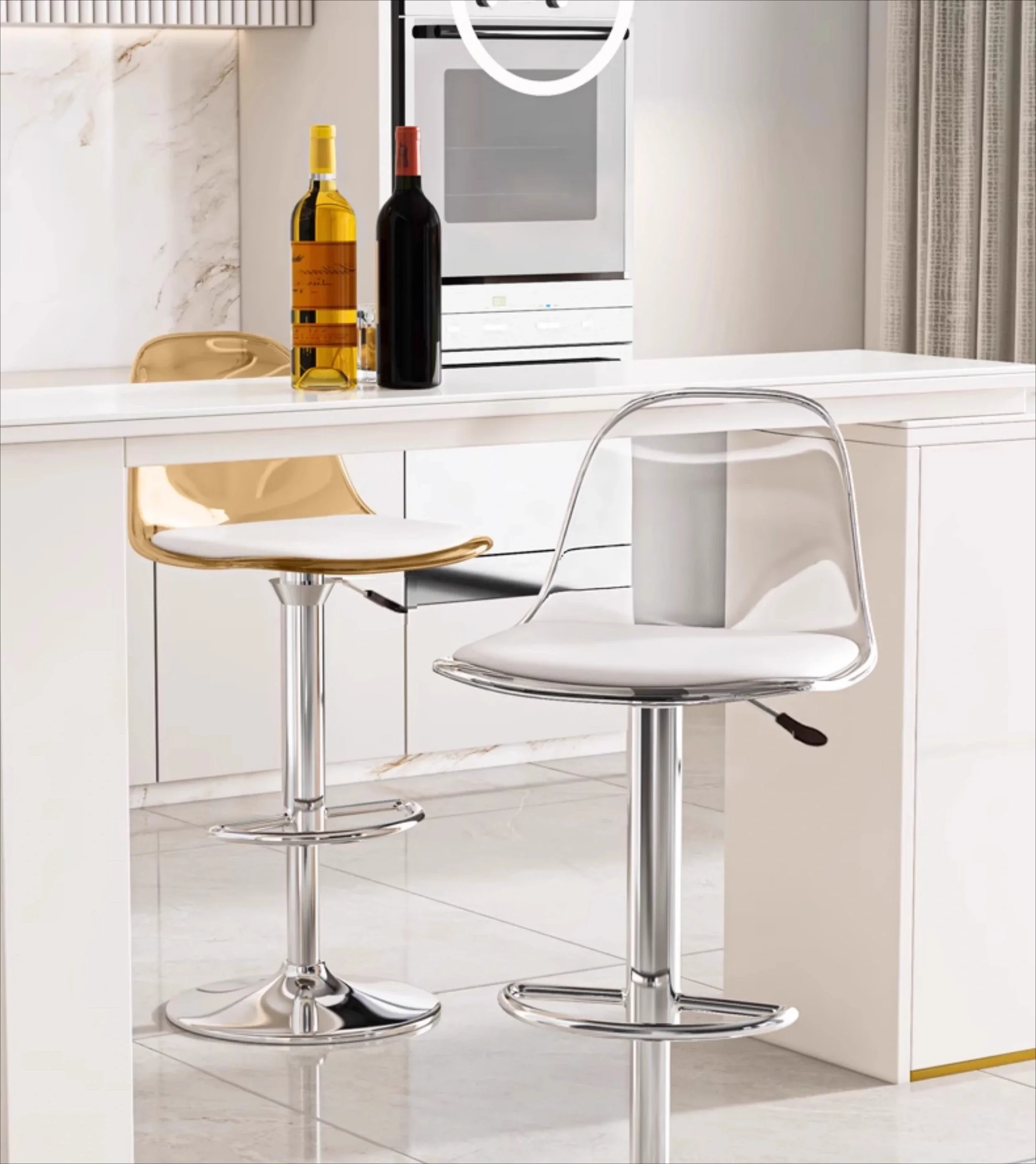 Bar Counter Chair Home Living Room Lifting Rotating High Stool Transparent Acrylic Front Desk Cashier Back Bar High Stools