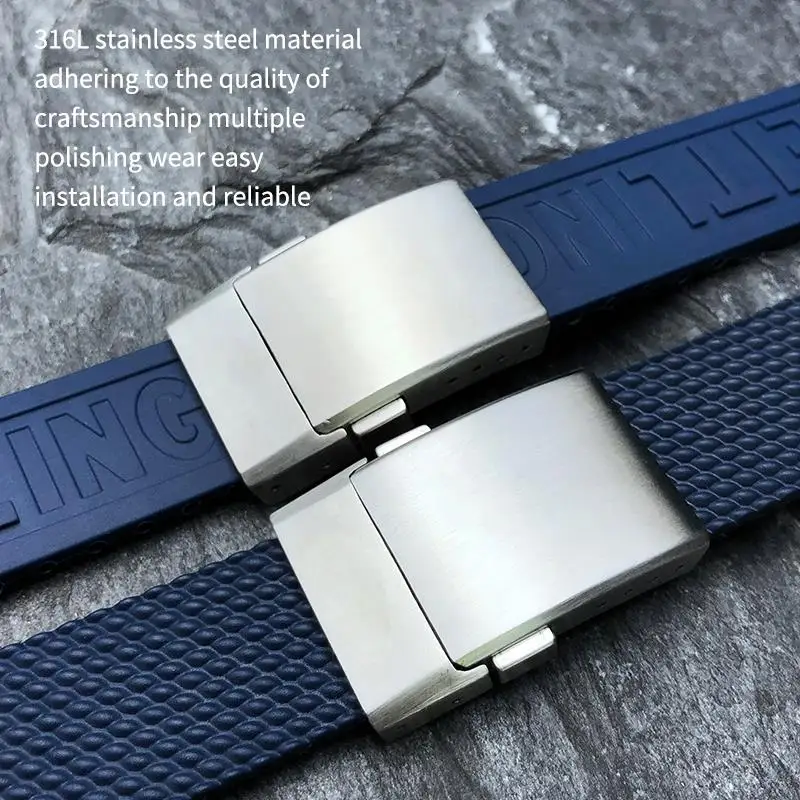 HAODEE Soft Rubber Strap For Breitling Avenger Navitimer 20mm 22mm 24mm Silicone Watchband Waterproof Bracelets Watch Strap