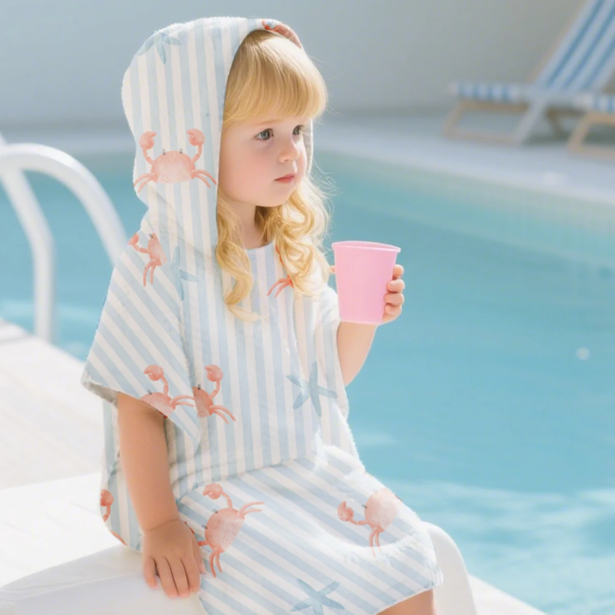 Accappatoio per bambini con cappuccio Asciugamano da spiaggia morbido e delicato per 2-6 anni Ragazzo Ragazza Asciugamano da bagno per bambini con assorbimento rapido dell'umidità