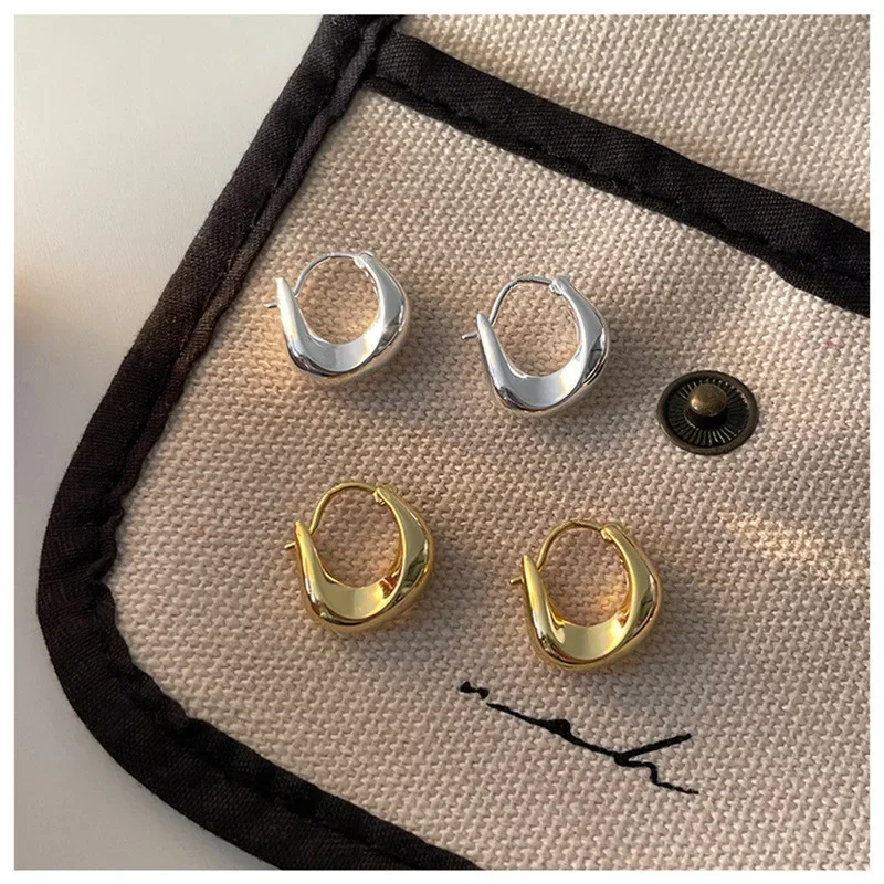 1 Dollar Freeshippings Items Geometric Small Hoop Earrings for Women Creative Simple Golden Silver Color Huggies Jewelry