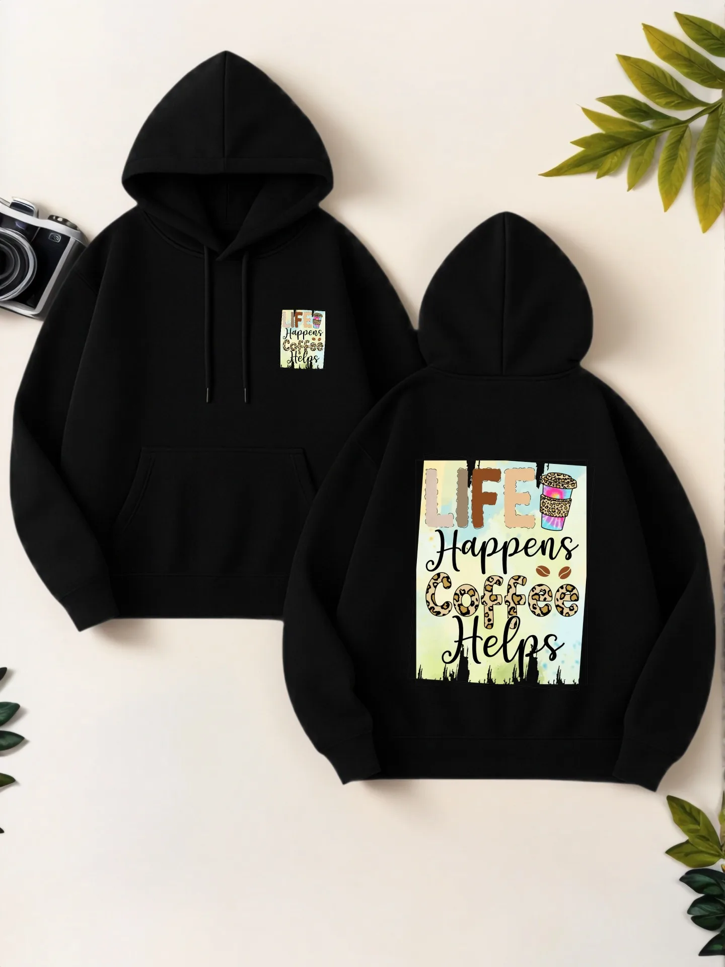 

Graphic Hoodie Women, Letter Print Aesthetic Design, Casual Everyday Wear, Soft Fabric, For Young Men and Women