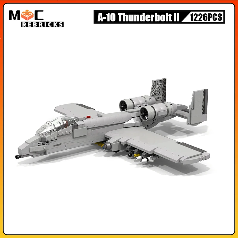 MOC Military Technology Fighter A-10 Thunderbolt II Range Air Support Aircraft Building Blocks Model Kid's DIY Toys Bricks Gifts