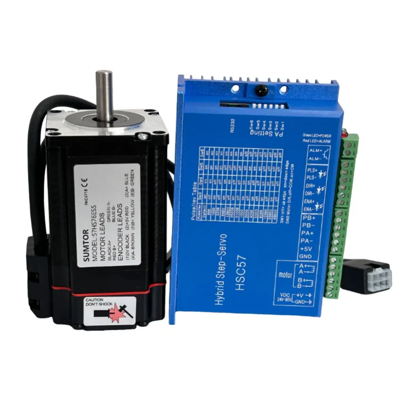 Nema 23 محرك متدرج 2.0N.m 5A 2 المرحلة محرك متدرج بحلقة مغلقة مع طقم السائق 57HS76ESS + HSC57H