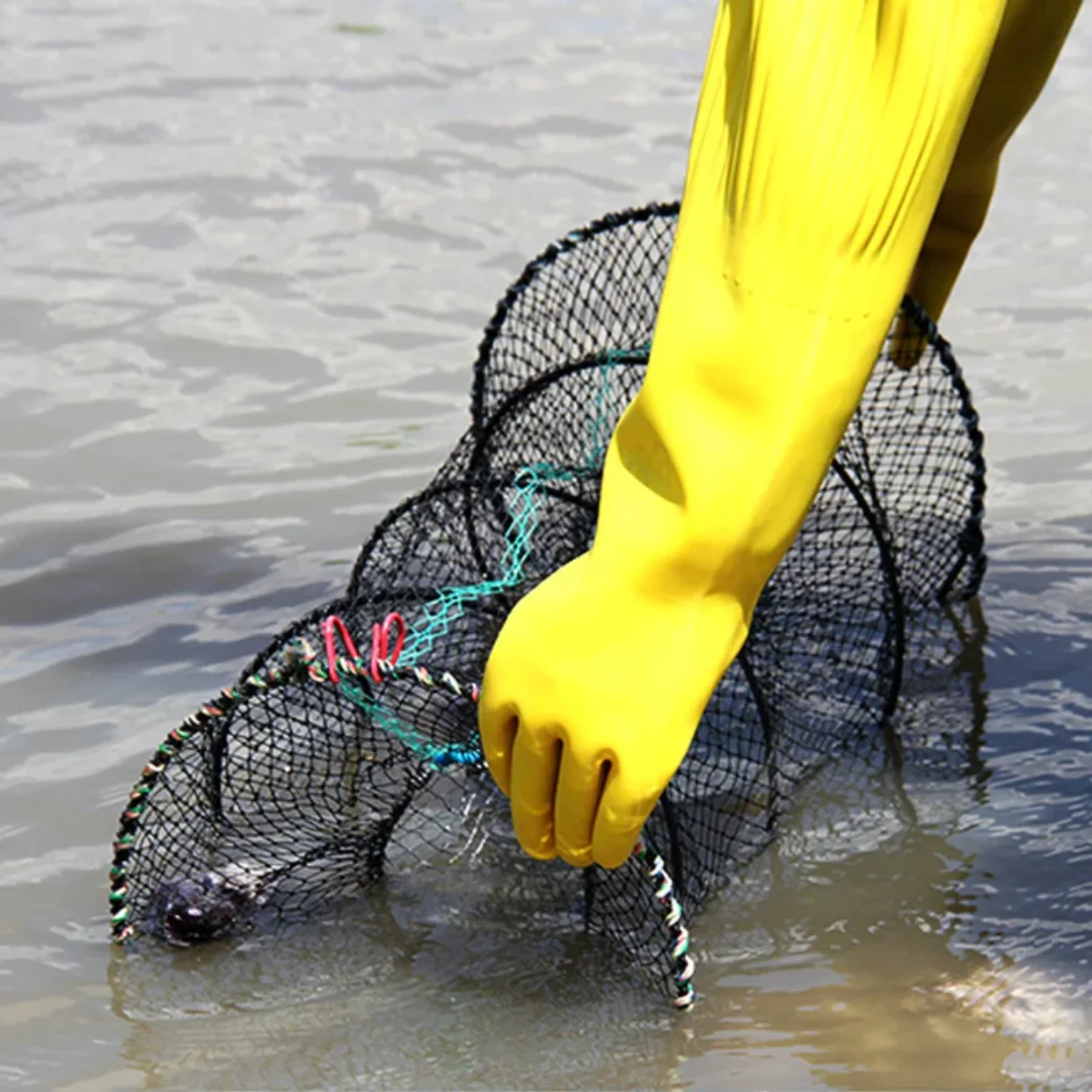 

40*80CM Telescopic Foldable Crayfish Crab Fish Trap Net Shrimp Lobster Cage Collapsible Portable Fishing Folding Catchers Creel