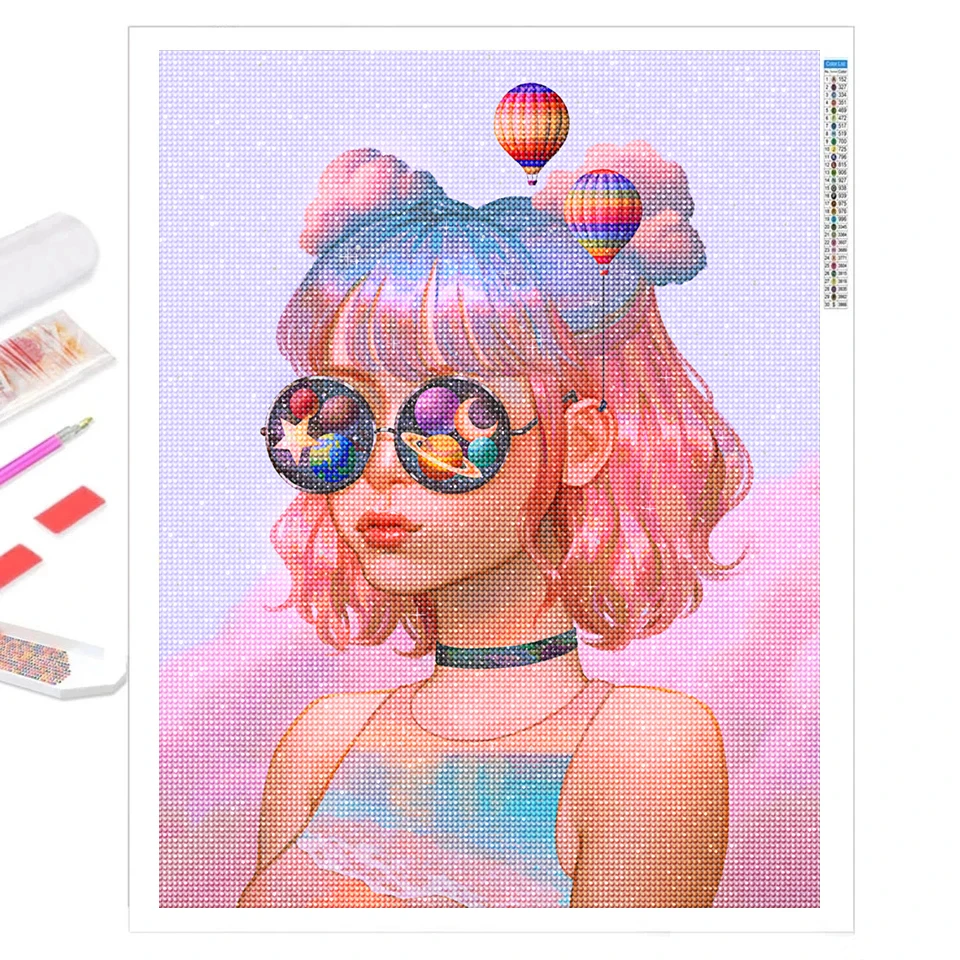 AB الحفر الأطفال الماس اللوحة الفتيات الكرتون صورة التطريز الحفر الكامل ديكور المنزل عبر عدة خياطة فسيفساء الصورة
