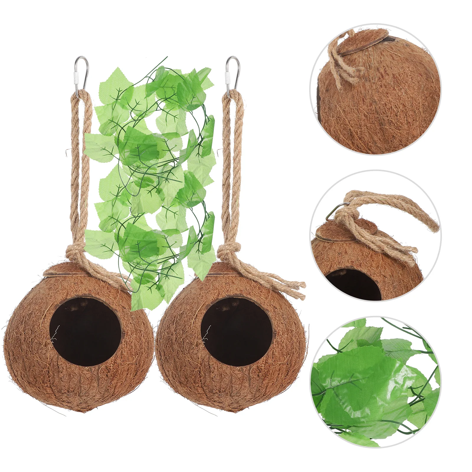 

4Pcs Coconut Shell Small Pet Nest Hanging Type Natural Reptile Nest House Comfortable Living Place for Small Pets