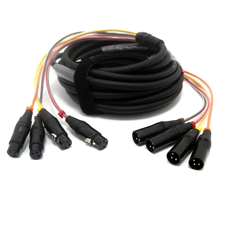 8/4 Channel XLR Audio Snake Patch Cable Molded 1.5m 2m 3m Multi Way Analog Male to Female Microphone Loom for DJ Stage Recording