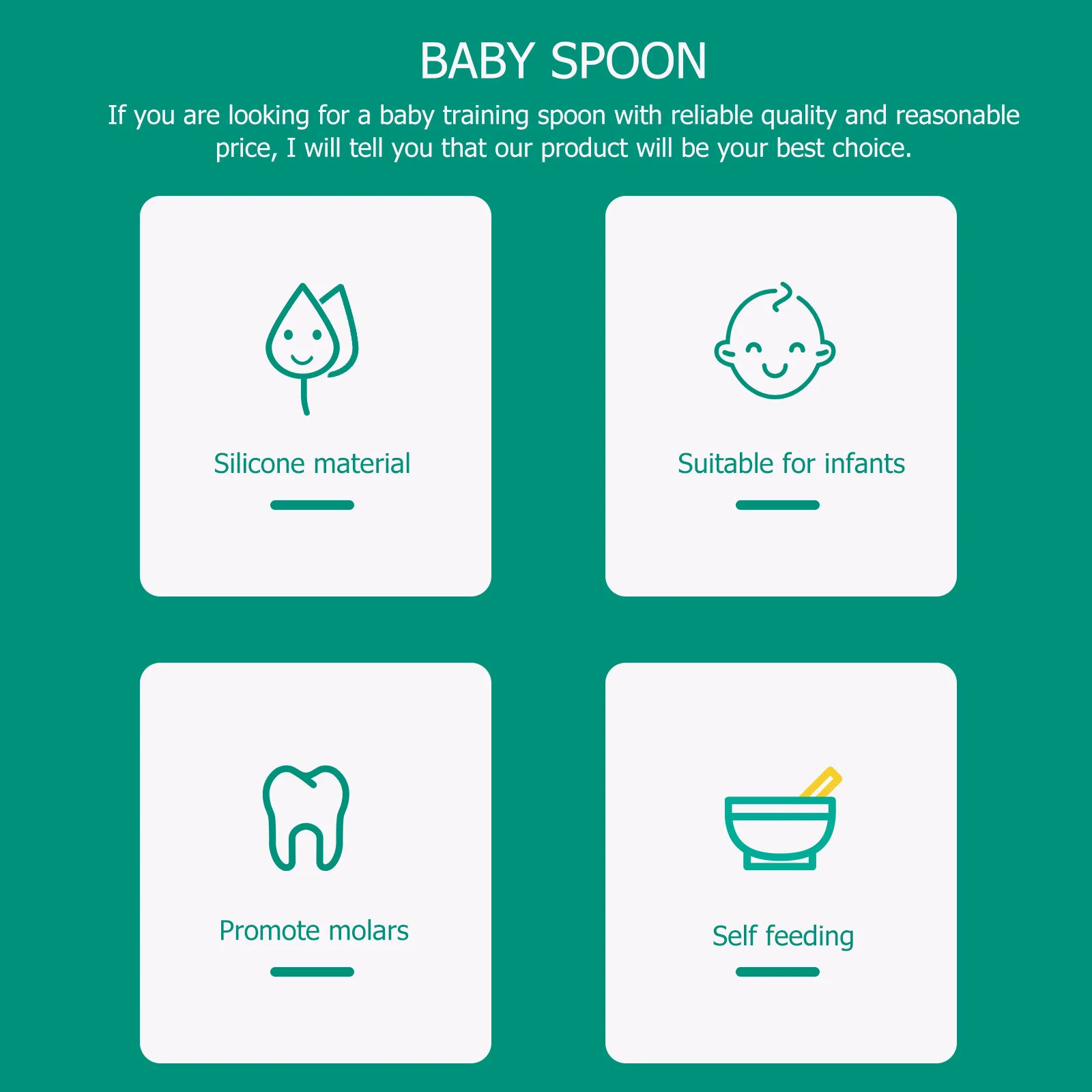 

2Pcs Infant Baby Silicone Spoon Training Spoon Soft Contoured Handle Heat Resistant Feeding Utensils Baby Spoons