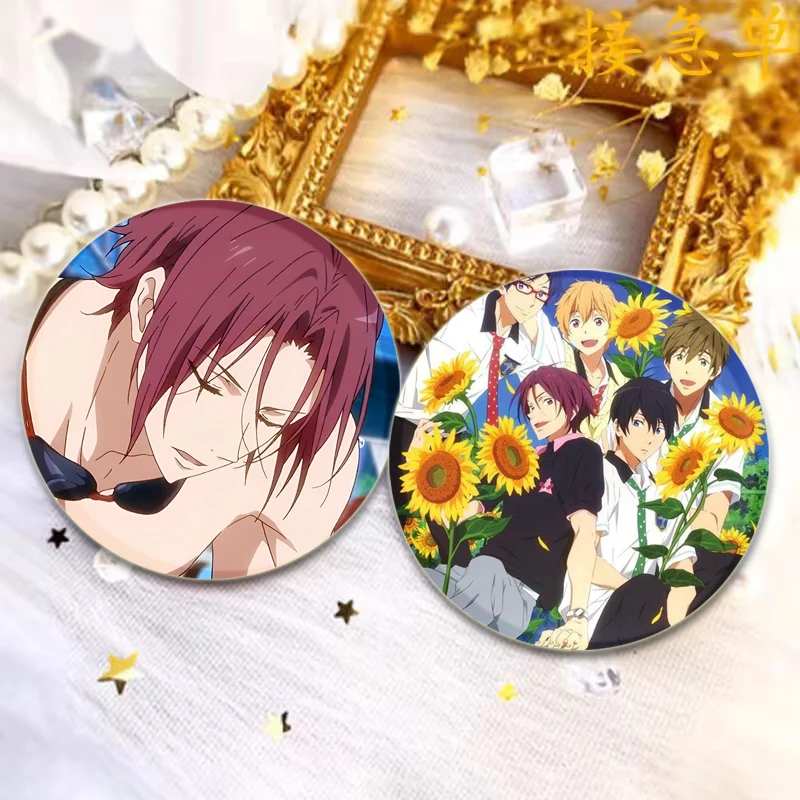 Anime Free! Brooches Hazuki Nagisa Tachibana Makoto Rin Matsuoka Nanase Haruka Cartoon Badge Jacket Jeans Lapel Pin Gifts