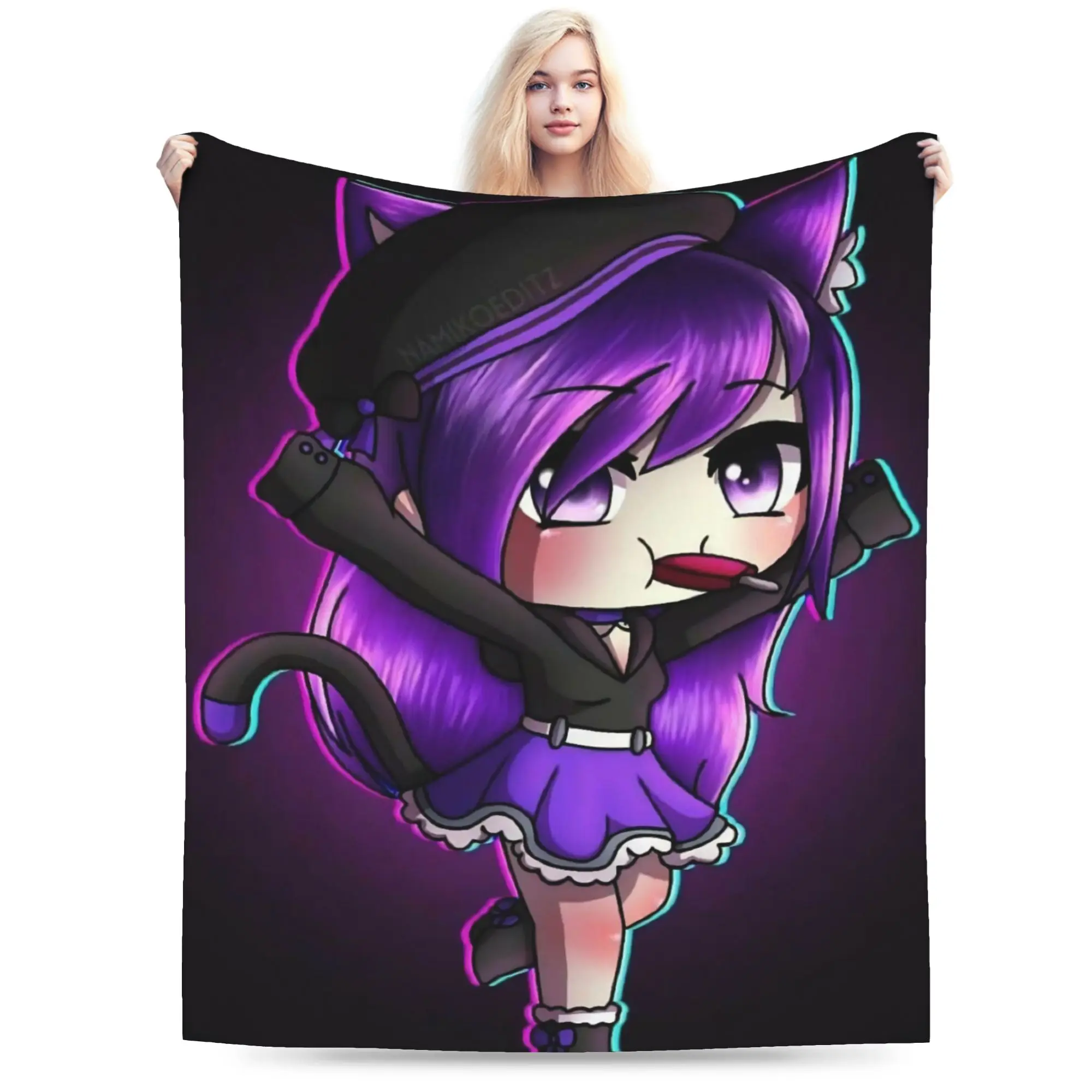 Super Soft Gacha Life Cartoon Throw Blanket Premium Fleece Flannel Lightweight  Bed Blanket Cozy Plush Bedspread All Season Use